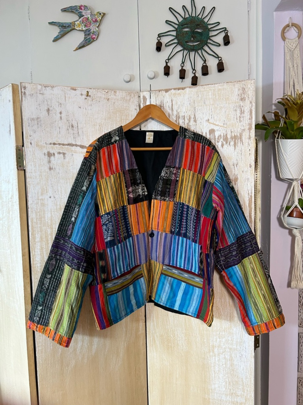 Vintage Boho Chic Mixed Media Patchwork Jacket - MayaWorks Collection